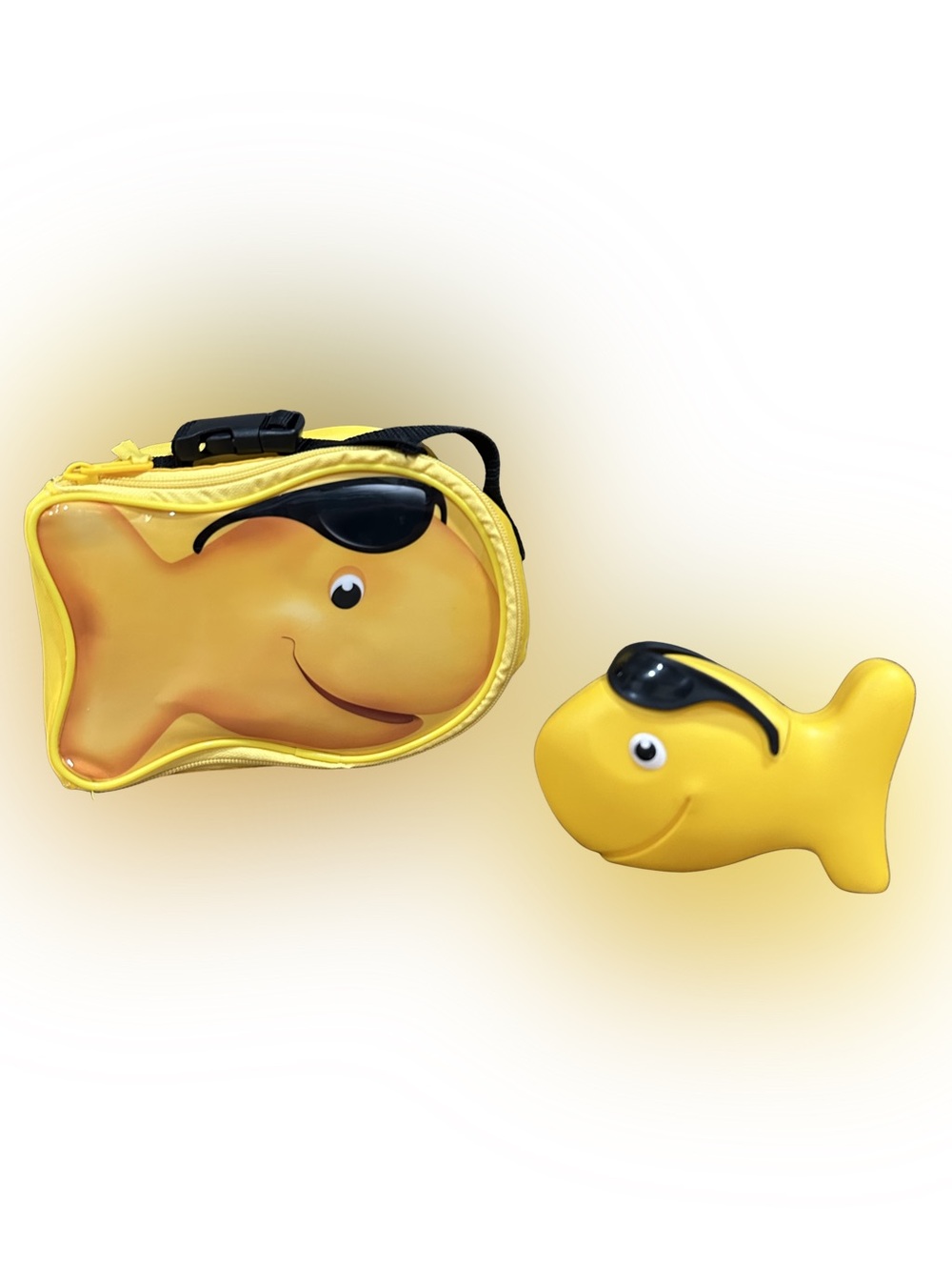Pepperidge Farm Goldfish Snack-tainer Cracker Fish w/ glasses & Snack Lunch Box